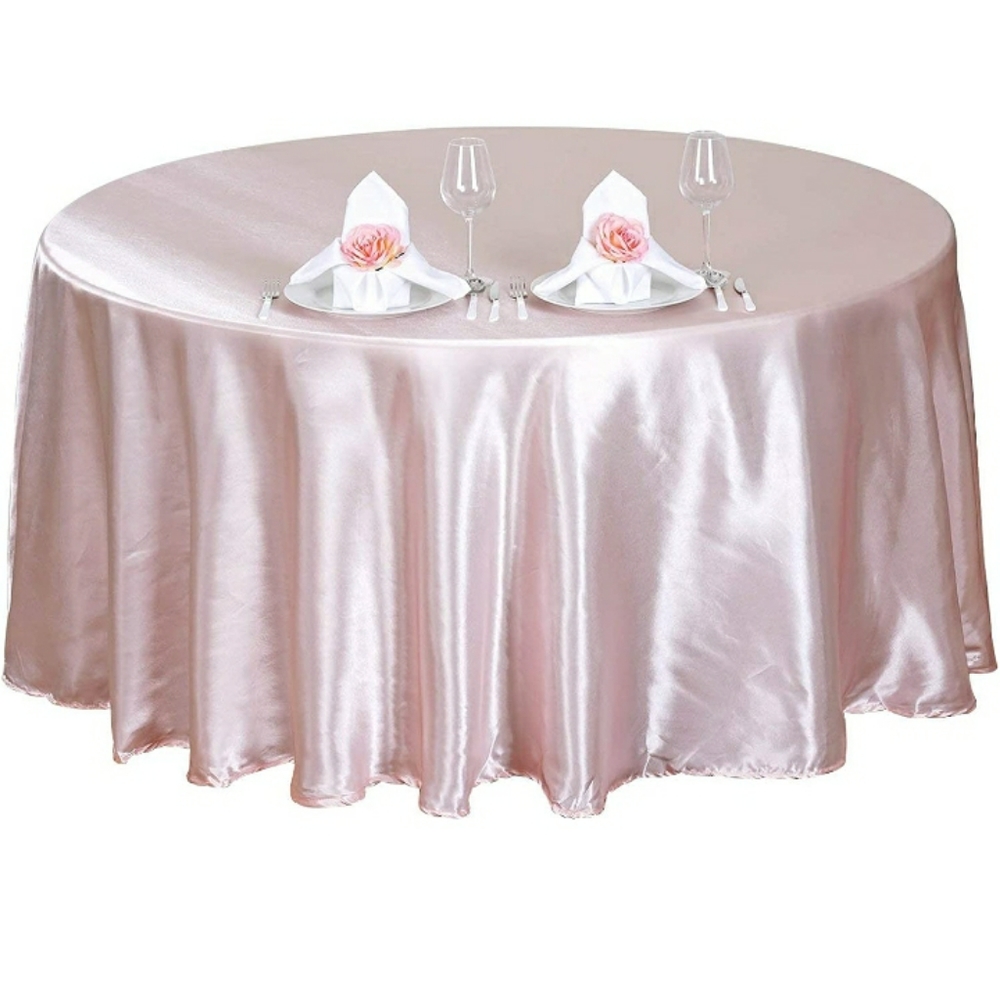 12 Pink 102in round satin tablecloths